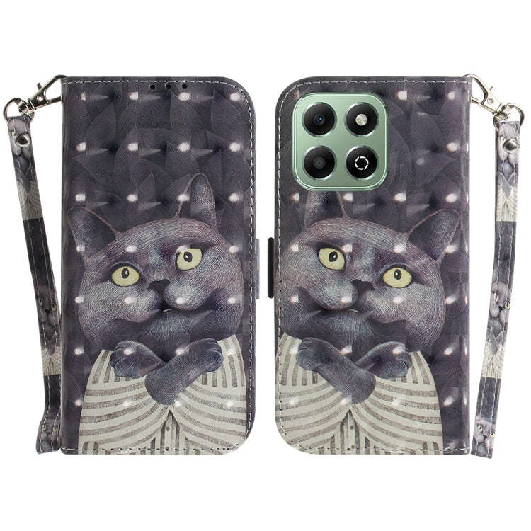 For Honor X6b 3D Colored Horizontal Flip Leather Phone Case(Hug Cat)