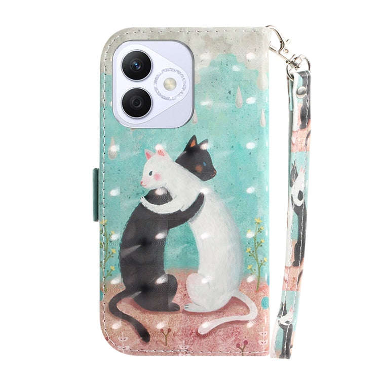 For Honor X60i 3D Colored Horizontal Flip Leather Phone Case(Black White Cat)