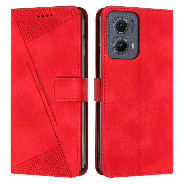 For Motorola Edge 2024 Dream Triangle Leather Phone Case with Lanyard(Red)