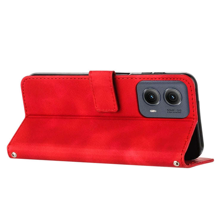 For Motorola Edge 2024 Dream Triangle Leather Phone Case with Lanyard(Red)