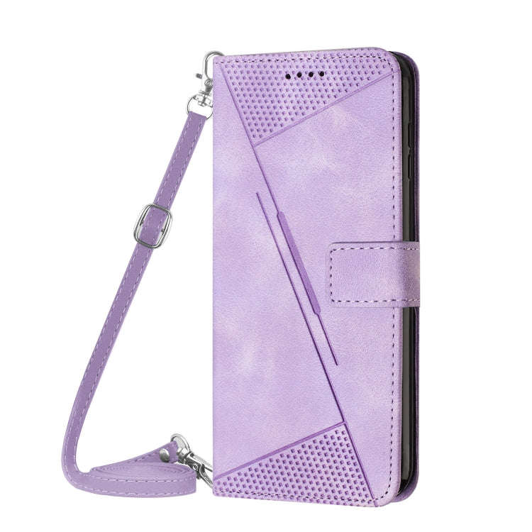 For Motorola Edge 2024 Dream Triangle Leather Phone Case with Lanyard(Purple)
