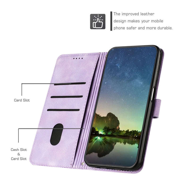 For Motorola Edge 2024 Dream Triangle Leather Phone Case with Lanyard(Purple)