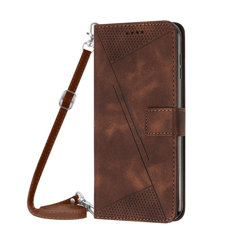 For Motorola Edge 2024 Dream Triangle Leather Phone Case with Lanyard(Brown)