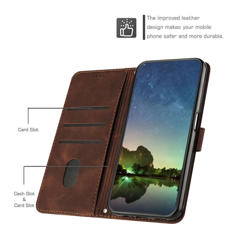 For Motorola Edge 2024 Dream Triangle Leather Phone Case with Lanyard(Brown)