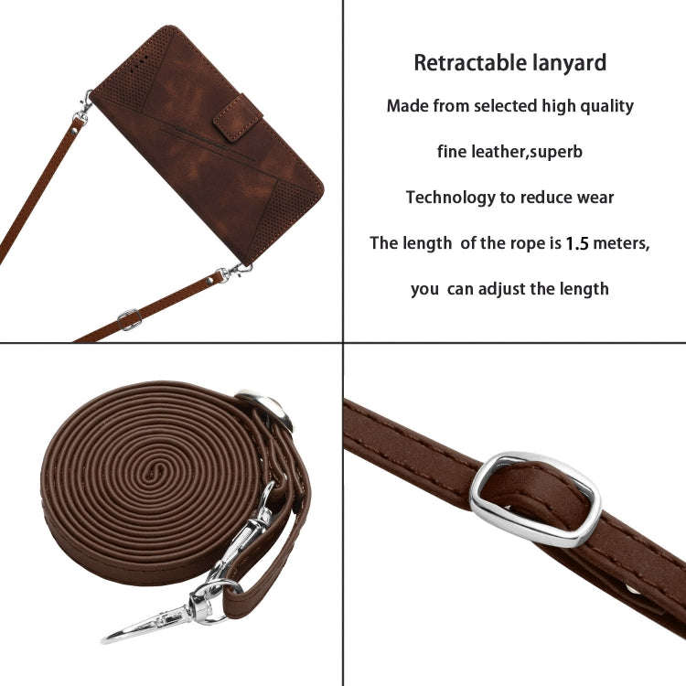 For Motorola Edge 2024 Dream Triangle Leather Phone Case with Lanyard(Brown)