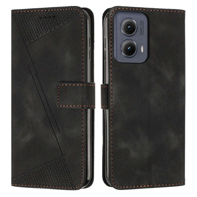 For Motorola Edge 2024 Dream Triangle Leather Phone Case with Lanyard(Black)