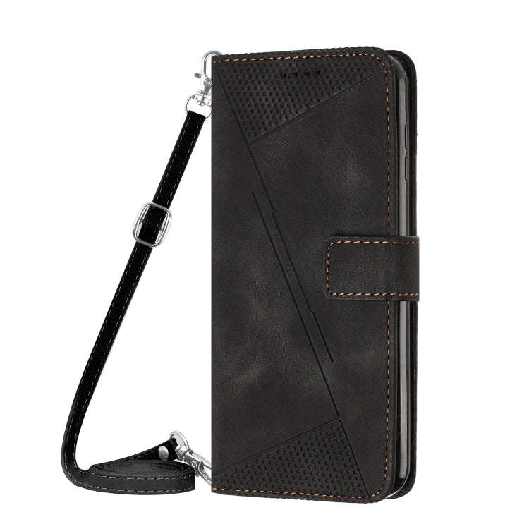 For Motorola Edge 2024 Dream Triangle Leather Phone Case with Lanyard(Black)