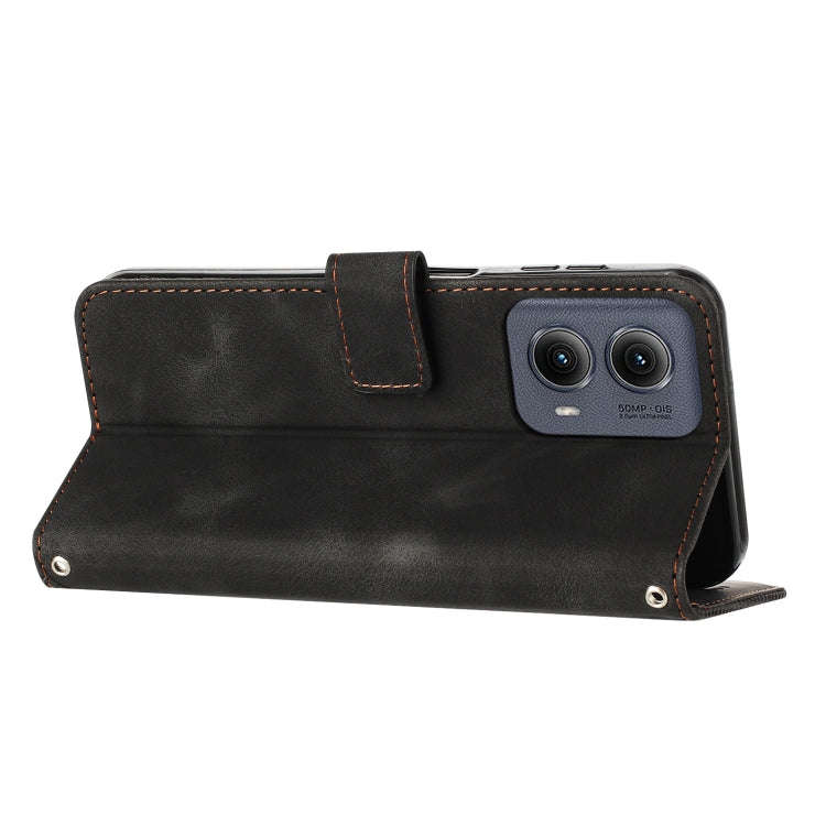 For Motorola Edge 2024 Dream Triangle Leather Phone Case with Lanyard(Black)