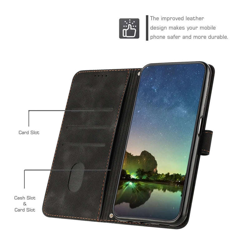 For Motorola Edge 2024 Dream Triangle Leather Phone Case with Lanyard(Black)