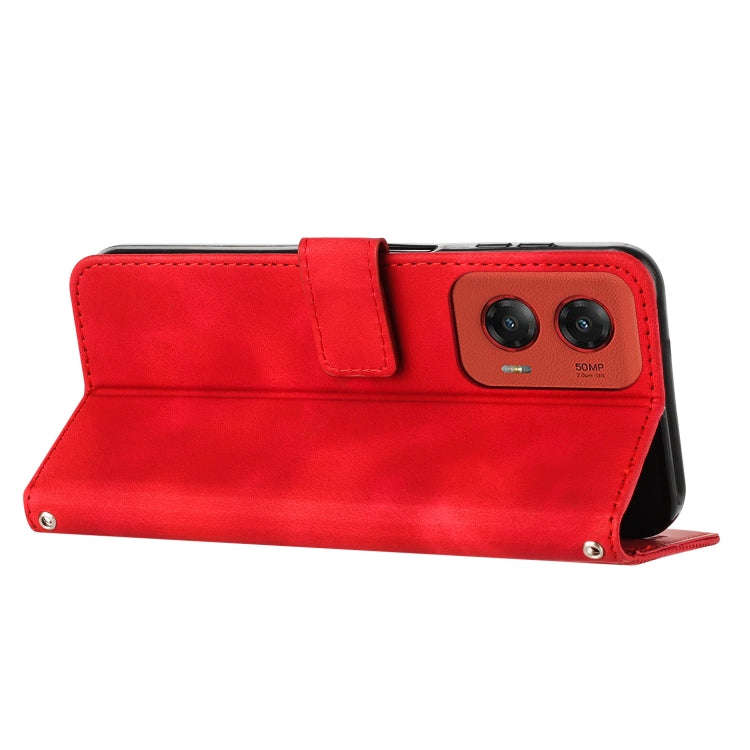 For Motorola Moto G Stylus 5G 2024 Dream Triangle Leather Phone Case with Lanyard(Red)