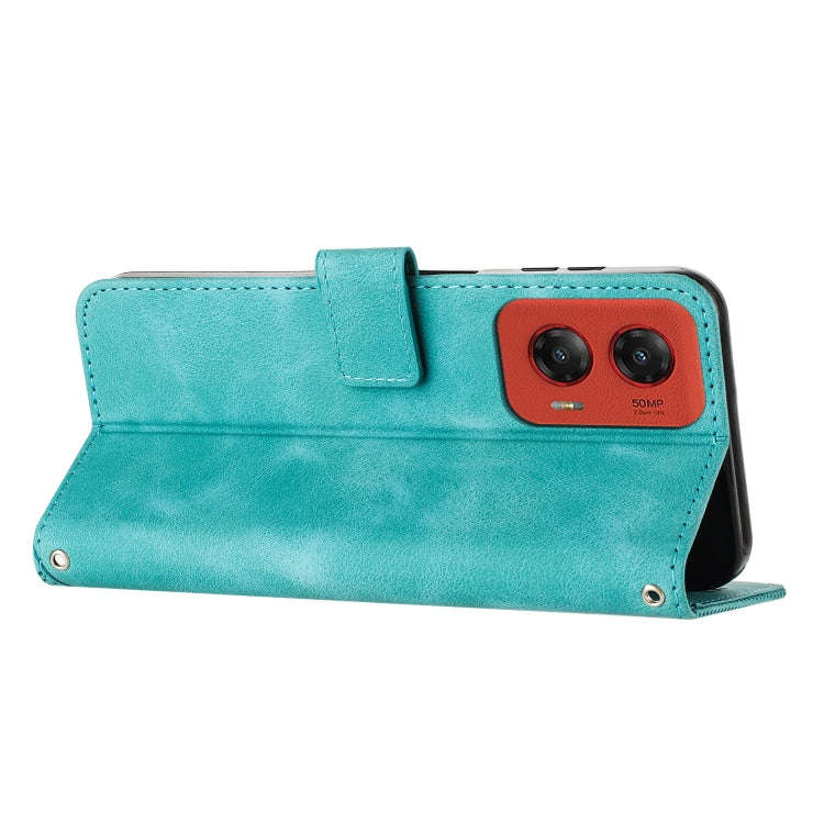 For Motorola Moto G Stylus 5G 2024 Dream Triangle Leather Phone Case with Lanyard(Green)