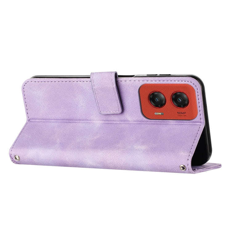 For Motorola Moto G Stylus 5G 2024 Dream Triangle Leather Phone Case with Lanyard(Purple)