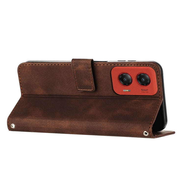 For Motorola Moto G Stylus 5G 2024 Dream Triangle Leather Phone Case with Lanyard(Brown)