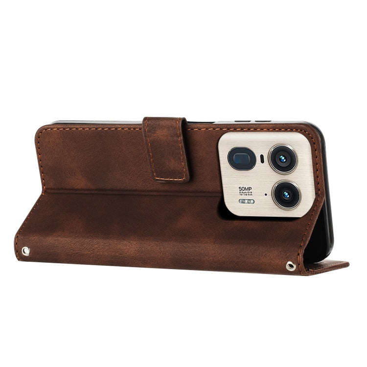 For Motorola Moto X50 Ultra Dream Triangle Leather Phone Case with Lanyard(Brown)