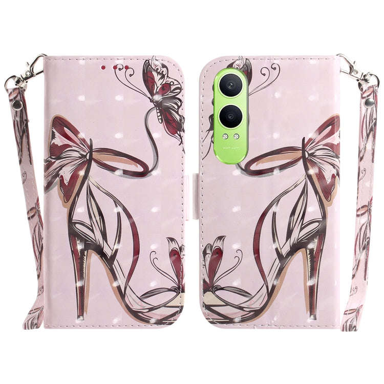 For OnePlus Nord CE4 Lite 3D Colored Horizontal Flip Leather Phone Case(Butterfly High-heeled)