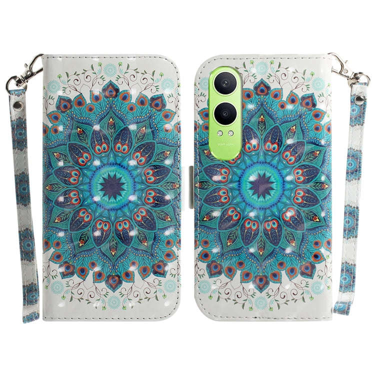 For OnePlus Nord CE4 Lite 3D Colored Horizontal Flip Leather Phone Case(Peacock Wreath)