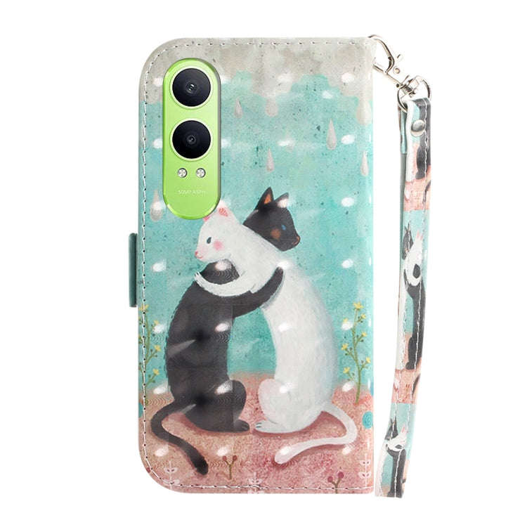 For OnePlus Nord CE4 Lite 3D Colored Horizontal Flip Leather Phone Case(Black White Cat)