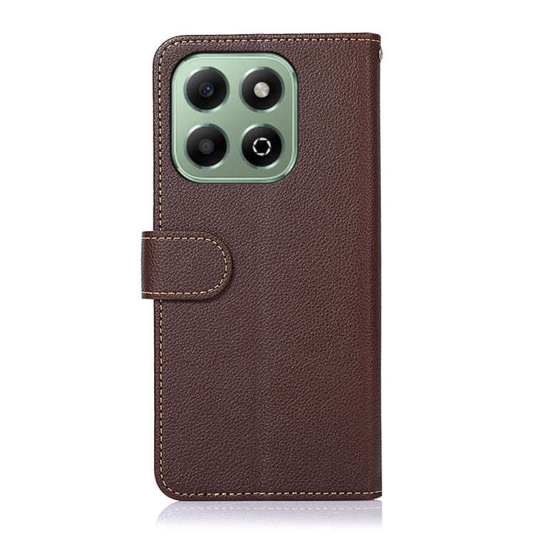 For Honor X6b KHAZNEH Litchi Texture Leather RFID Phone Case(Brown)