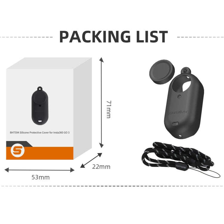 For Insta360 Go 3 Sunnylife IST-BHT594 Camera Body Silicone Case with Lens Cap & Neck Strap(Black)