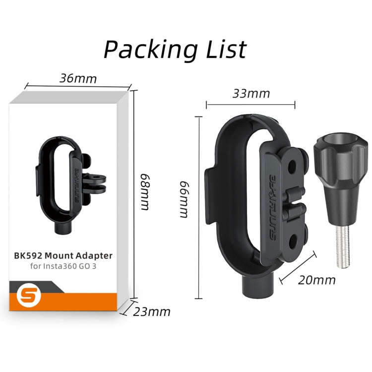 For Insta360 Go 3 Sunnylife IST-BK592 Mount Adapter Protective Frame Cage Mounting Brackets Housi...
