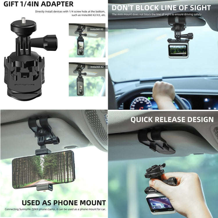 Sunnylife ZJ585 Sun Visor Camera Mount Quick Release Holder 360 Degree Rotating Vlog Bracket(Black)