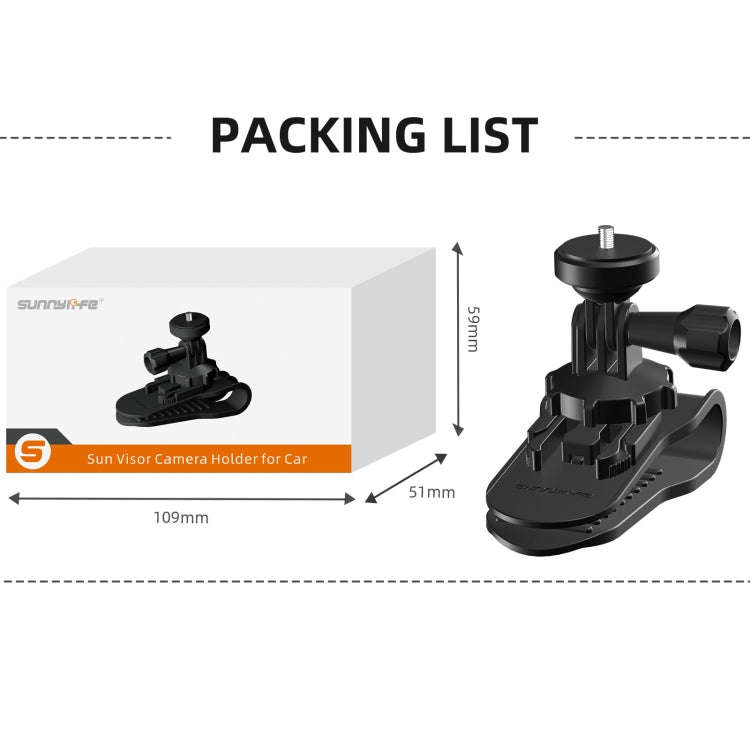 Sunnylife ZJ585 Sun Visor Camera Mount Quick Release Holder 360 Degree Rotating Vlog Bracket(Black)