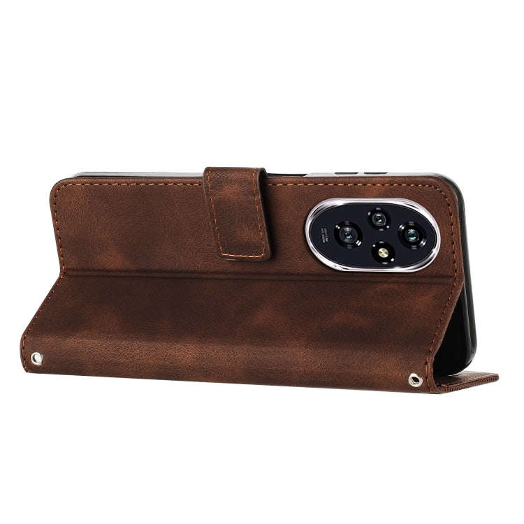 For Honor 200 Pro Dream Triangle Leather Phone Case with Lanyard(Brown)