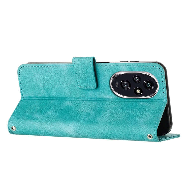 For Honor 200 Dream Triangle Leather Phone Case with Lanyard(Green)