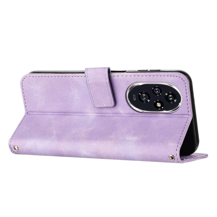 For Honor 200 Dream Triangle Leather Phone Case with Lanyard(Purple)
