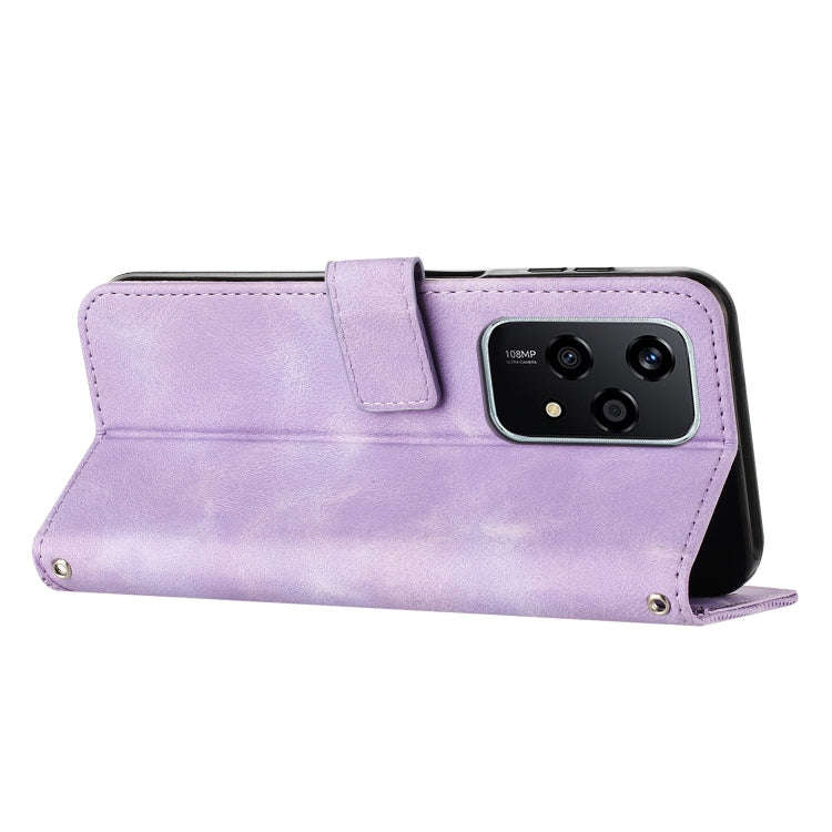 For Honor 200 Lite Global Dream Triangle Leather Phone Case with Lanyard(Purple)