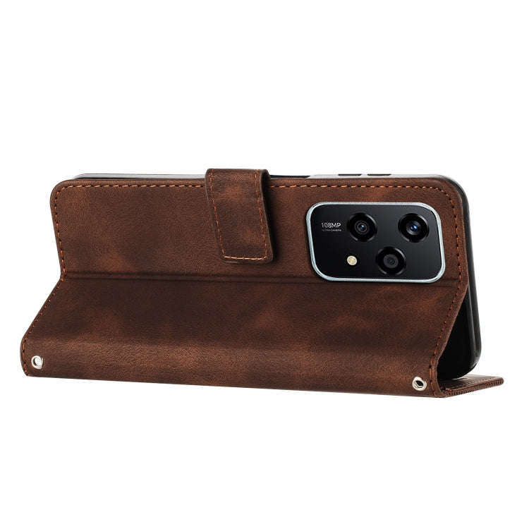 For Honor 200 Lite Global Dream Triangle Leather Phone Case with Lanyard(Brown)