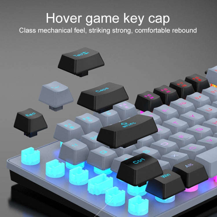 XUNFOX K10 87-Keys Rainbow Blacklit USB Wired Gaming Keyboard, Cable Length: 1.5m(Grey Black)