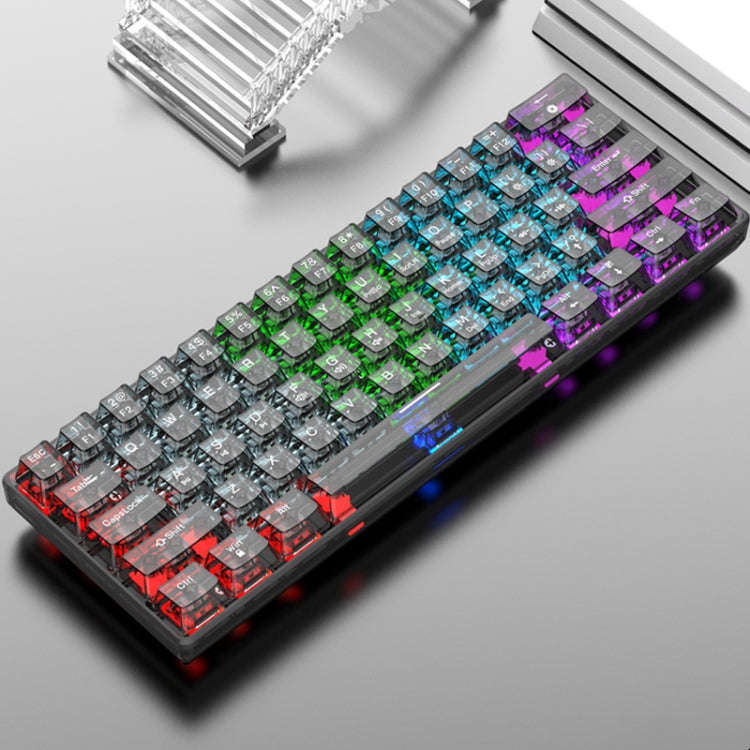 XUNFOX K30 Transparent 61-Keys Blacklit Wired Mechanical Keyboard, Cable Length: 1.5m(Black)