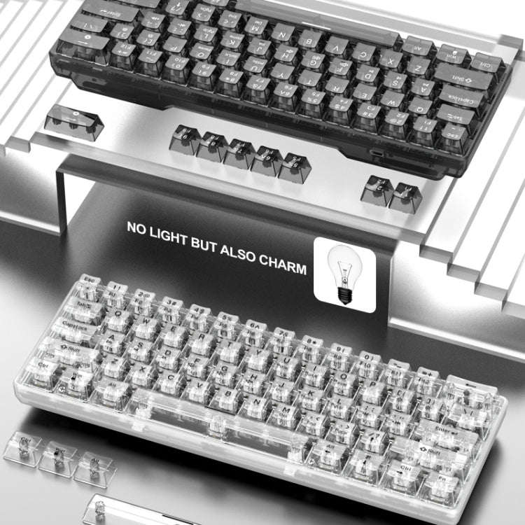 XUNFOX K30 Transparent 61-Keys Blacklit Wired Mechanical Keyboard, Cable Length: 1.5m(White)