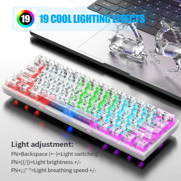 XUNFOX K30 Transparent 61-Keys Blacklit Wired Mechanical Keyboard, Cable Length: 1.5m(White)