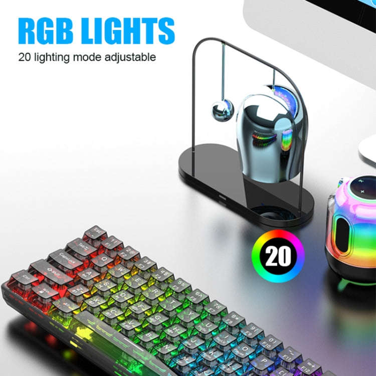 XUNFOX K30 Pro 2.4G + BT + Wired Transparent 61-Keys Mechanical White Axis Keyboard(Black)