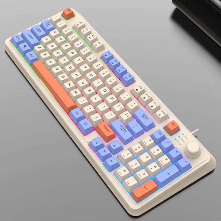 XUNFOX K82 Three-colors 94-Keys Blacklit USB Wired Gaming Keyboard, Cable Length: 1.5m(Lake Blue)