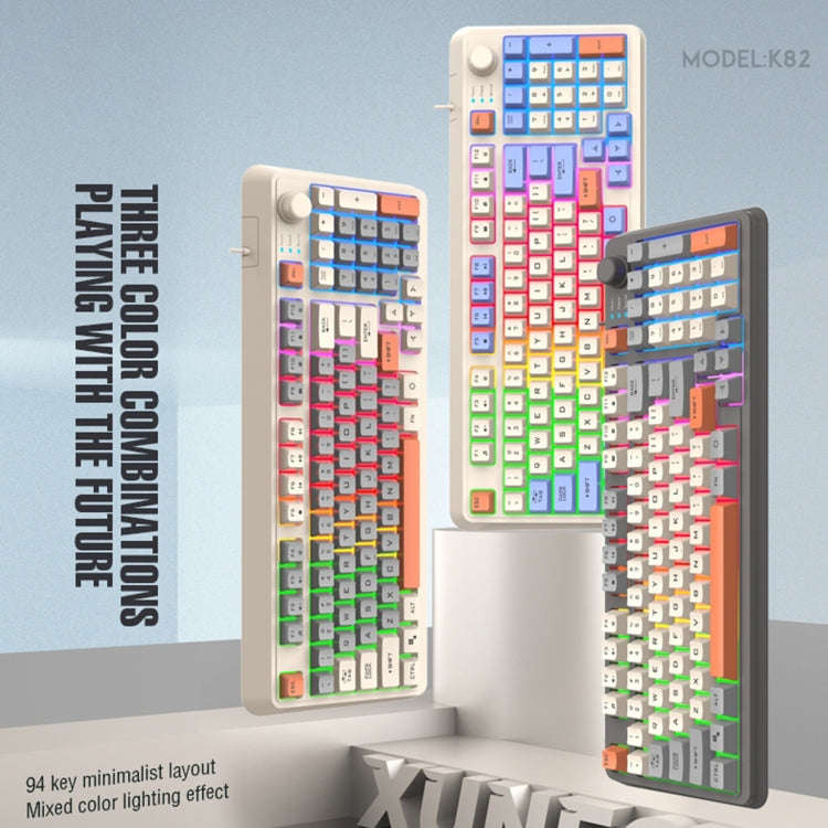 XUNFOX K82 Three-colors 94-Keys Blacklit USB Wired Gaming Keyboard, Cable Length: 1.5m(Bee)