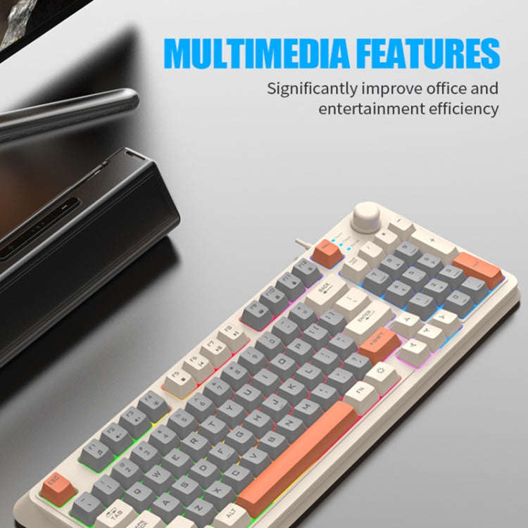 XUNFOX K82 Three-colors 94-Keys Blacklit USB Wired Gaming Keyboard, Cable Length: 1.5m(Shimmer)