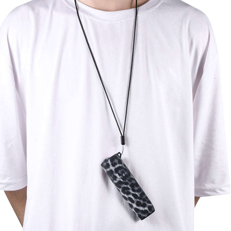 For IQOS ILUMA ONE Leopard TPU+PU Leather Electronic Cigarette Protective Case with Lanyard(White)