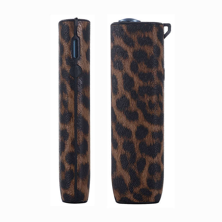 For IQOS ILUMA ONE Leopard TPU+PU Leather Electronic Cigarette Protective Case with Lanyard(Brown)