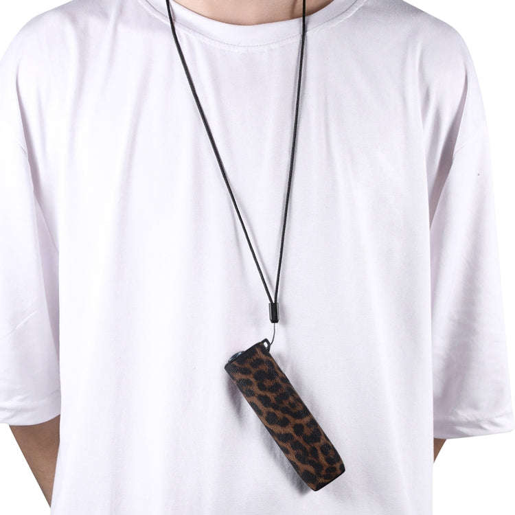 For IQOS ILUMA ONE Leopard TPU+PU Leather Electronic Cigarette Protective Case with Lanyard(Brown)