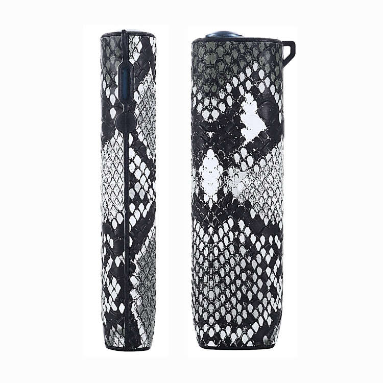 For IQOS ILUMA ONE Snake Pattern TPU+PU Electronic Cigarette Protective Case with Lanyard(Grey Wh...