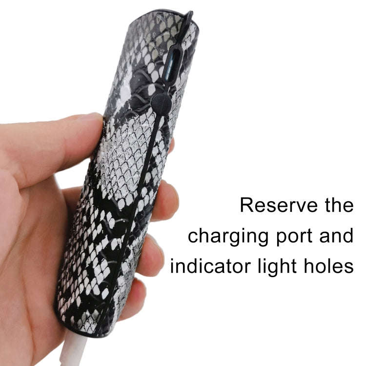 For IQOS ILUMA ONE Snake Pattern TPU+PU Electronic Cigarette Protective Case with Lanyard(Grey Wh...