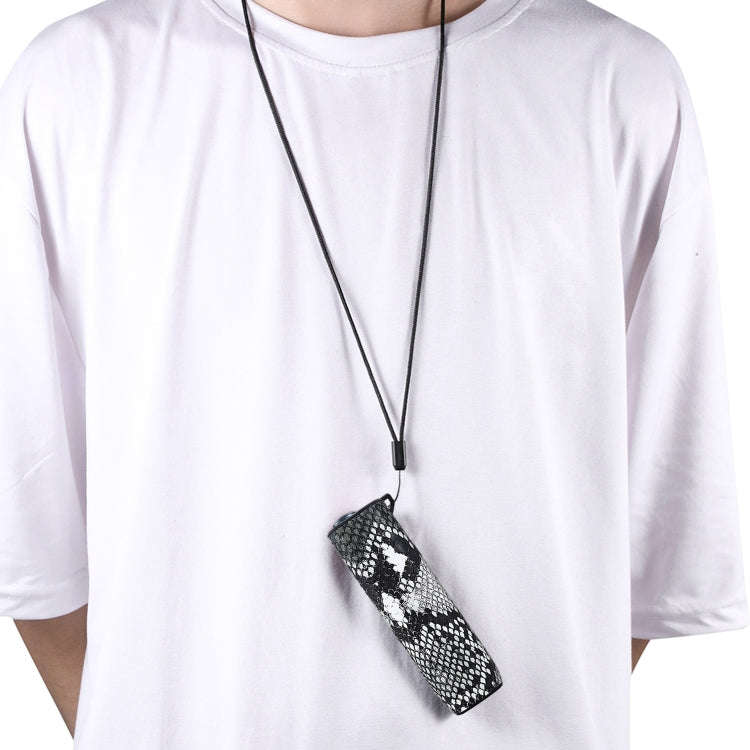 For IQOS ILUMA ONE Snake Pattern TPU+PU Electronic Cigarette Protective Case with Lanyard(Grey Wh...