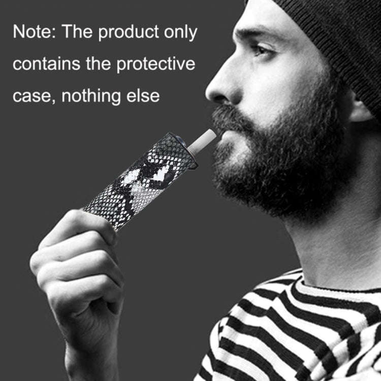 For IQOS ILUMA ONE Snake Pattern TPU+PU Electronic Cigarette Protective Case with Lanyard(Grey Wh...