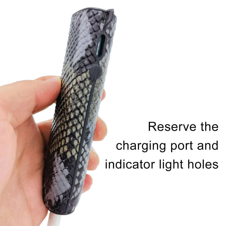 For IQOS ILUMA ONE Snake Pattern TPU+PU Electronic Cigarette Protective Case with Lanyard(Dark Grey)