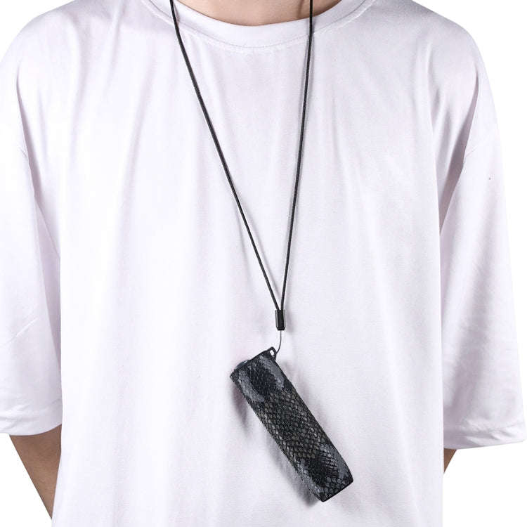 For IQOS ILUMA ONE Snake Pattern TPU+PU Electronic Cigarette Protective Case with Lanyard(Dark Grey)