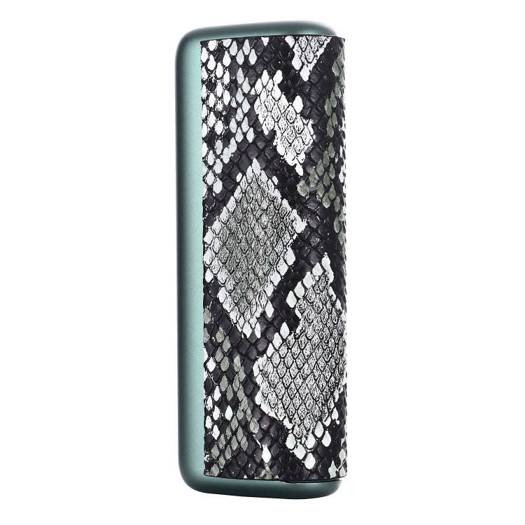 For IQOS ILUMA Prime PU Leather Electronic Cigarette Protective Case(Snake Pattern Grey White)