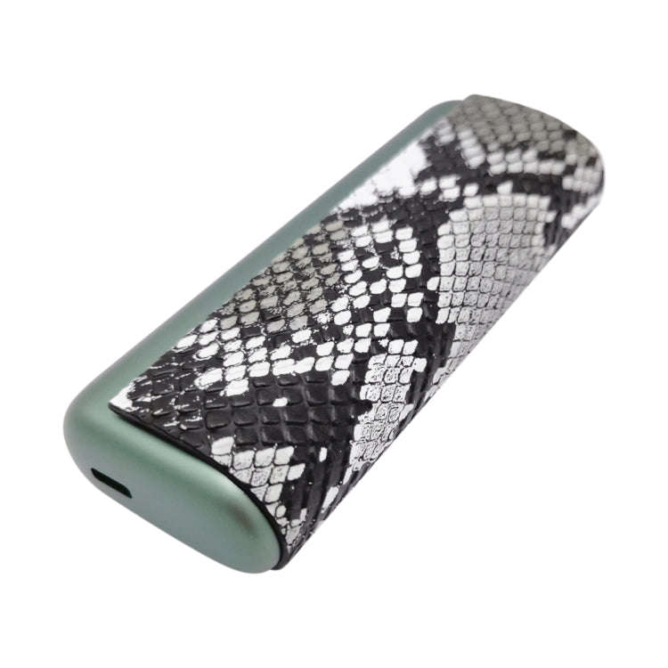 For IQOS ILUMA Prime PU Leather Electronic Cigarette Protective Case(Snake Pattern Grey White)